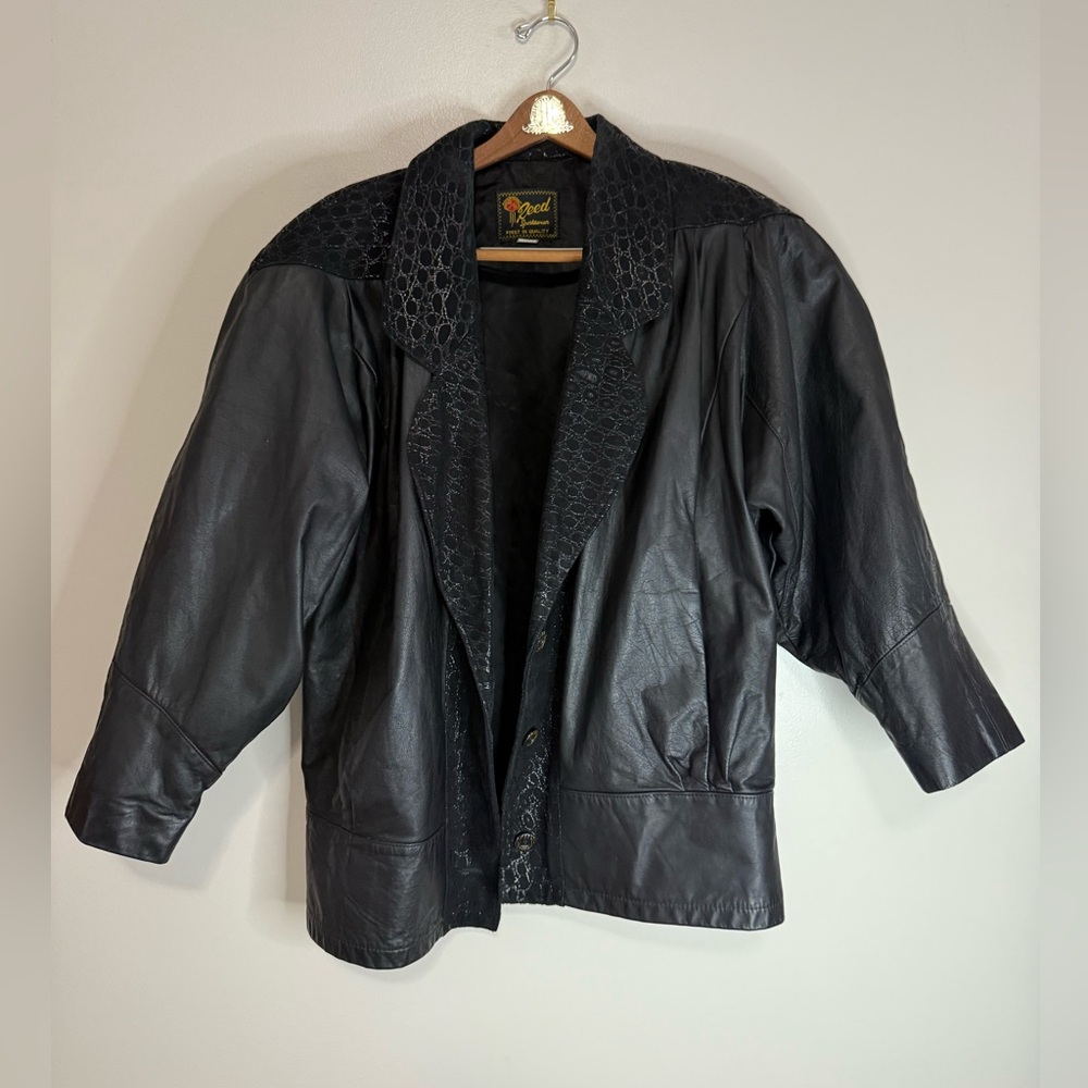 Reed VINTAGE Black Leather Women's Jacket in size 10